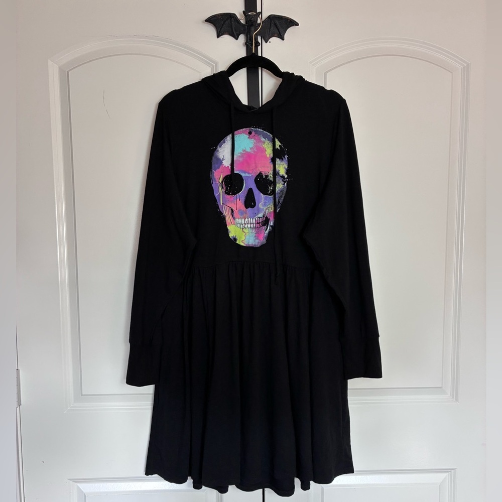 Torrid Vintage Hooded Skater Dress Super Soft Skull Black, Stretch, NWT 3X